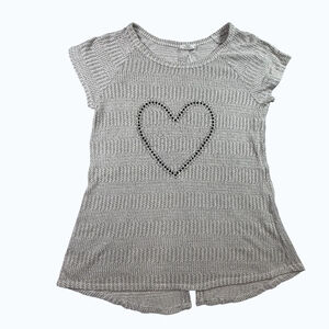 Tutta Bella Maternity XL Knit Sweater Top Heart Detail Short Sleeve Hi-Low Hem